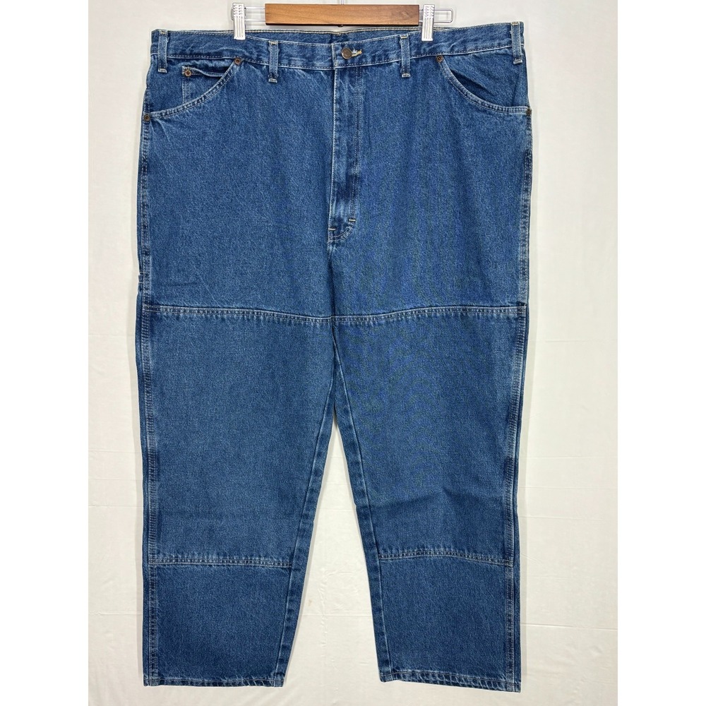 Dickies Double-Knee Jeans Mens Blue Denim Relaxed‎ Fit Cell Phone Pocket 46x30